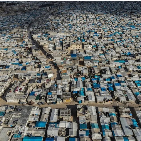 Aerial view of the Atma refugee camp on the Turkish-Syrian border, 2021. GettyImages