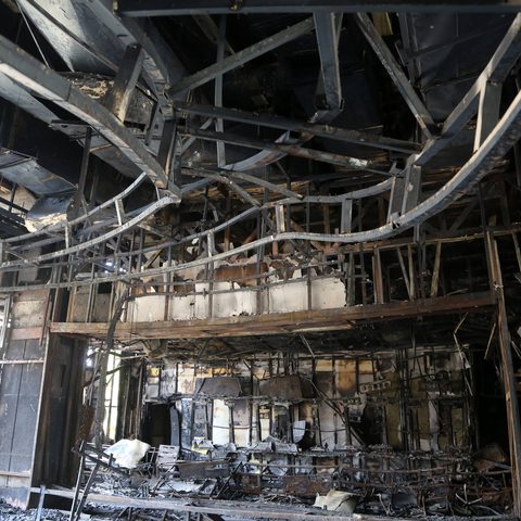  News Bilder des Tages Damage at Iranian state TV building after Israeli strike on Tehran TEHRAN, IRAN