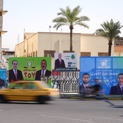 Posters of candidates running in Iraq’s upcoming parliamentary elections, scheduled for November 11, are displayed on the streets of Baghdad, Iraq, on October 06, 2025. IMAGO / Anadolu Agency