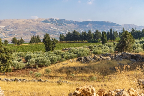Overlooking the magical Bekaa Valley, The Bekaa Valley with farm lands and lakes located in Lebanon with a beautiful scenes and landscapes