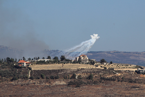 his photo shows the smoke from Israeli phosphorus shells in Khiam, Lebanon, on Sept. 11, 2024. Two civilians were killed and one was injured on Wednesday evening in an Israeli airstrike on southern Lebanon