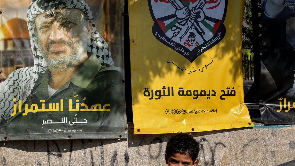 May 20, 2025, Beirut, Beirut, Lebanon: A picture of late Palestinian leader Yasser Arafat with the slogan that reads:Ã¢â‚¬Â Our pledge will continue until victory